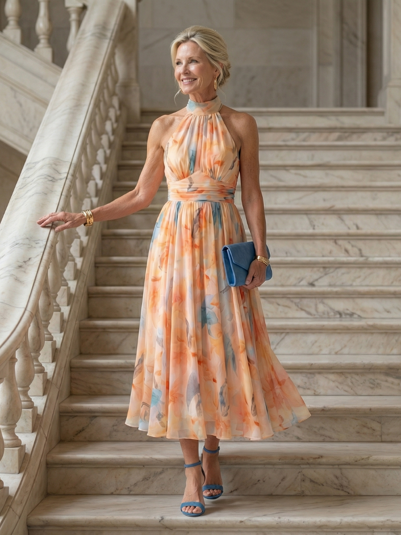 Elin | Midi-Kleid mit weichem Halterkragen