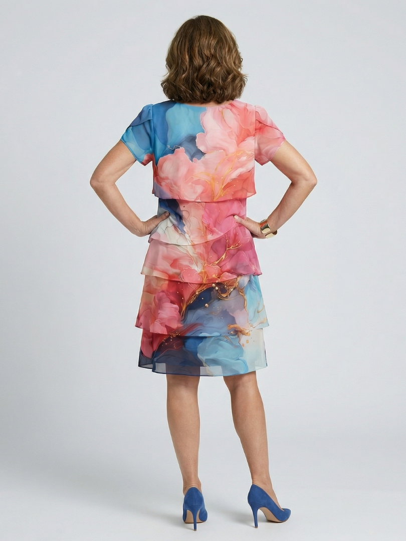 Mira | Elegantes knielanges Kleid mit Marmor-Muster
