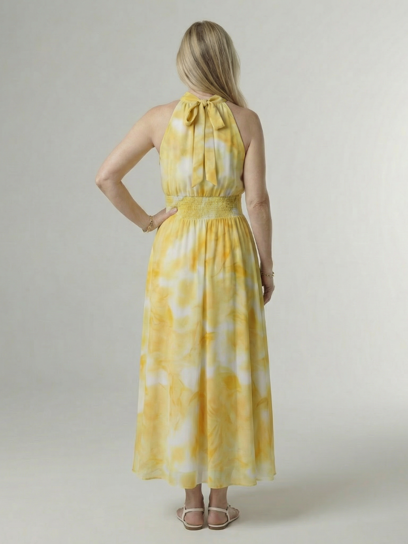 Sylin | Midi-Kleid mit gerafftem Halterneck
