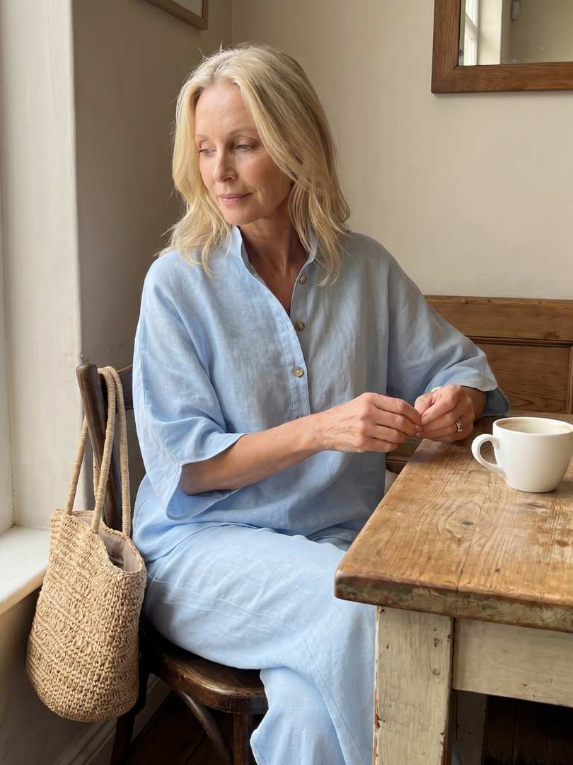 Amity | Knopf-Front Entspanntes Tunika-Hosen-Set