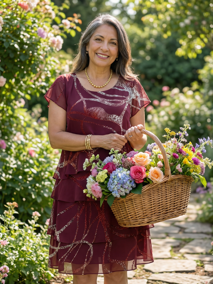 Alani | Abstraktes Kleid mit Knie-Länge