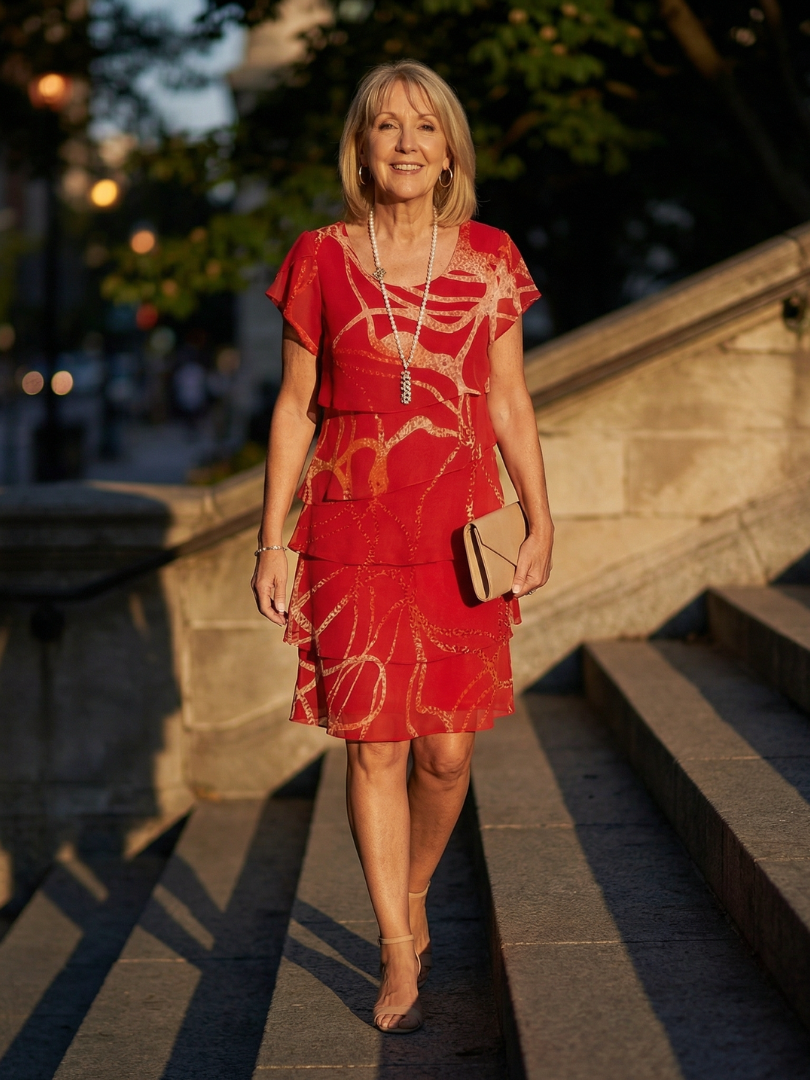Nora | Sanfte abstrakte Midikleid