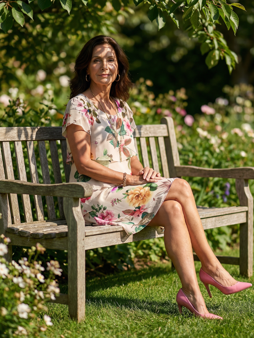 Silas | Midi-Kleid mit Raffinierten Blütenblättern