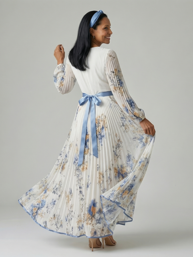 Rielle | Midi-Plisseekleid mit Wickeloptik