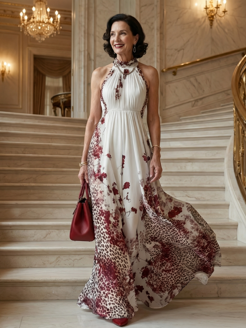 Orlune | Maxikleid mit Faltenwurf in Weiß