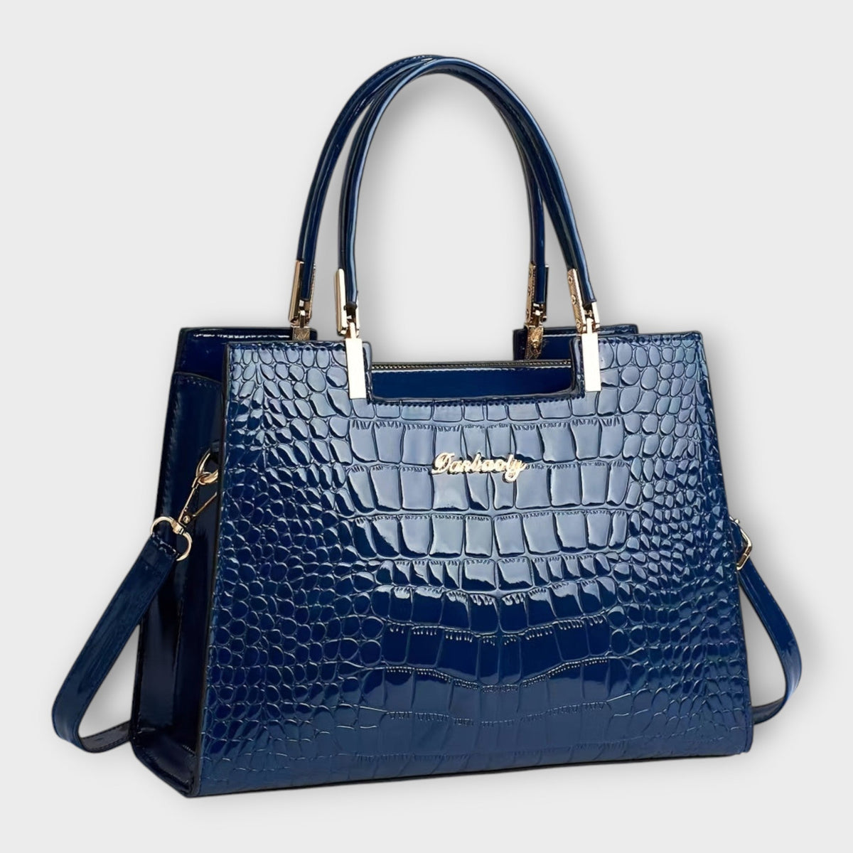 Glänzende Krokodilleder-Handtasche