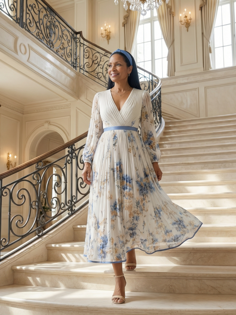 Rielle | Midi-Plisseekleid mit Wickeloptik