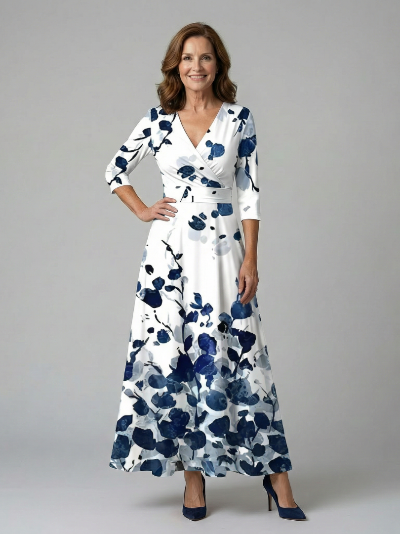 Celine | Midi-Kleid mit Wickelkragen