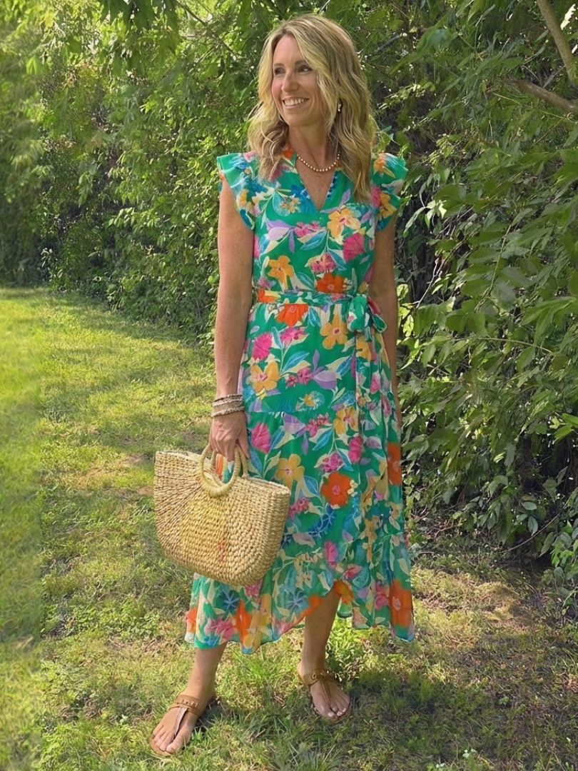 Lila | Midi-A-Line Kleid mit Blumenmuster