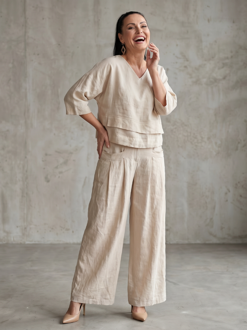 River | Geschichteter Oberteil Weite Hose Set