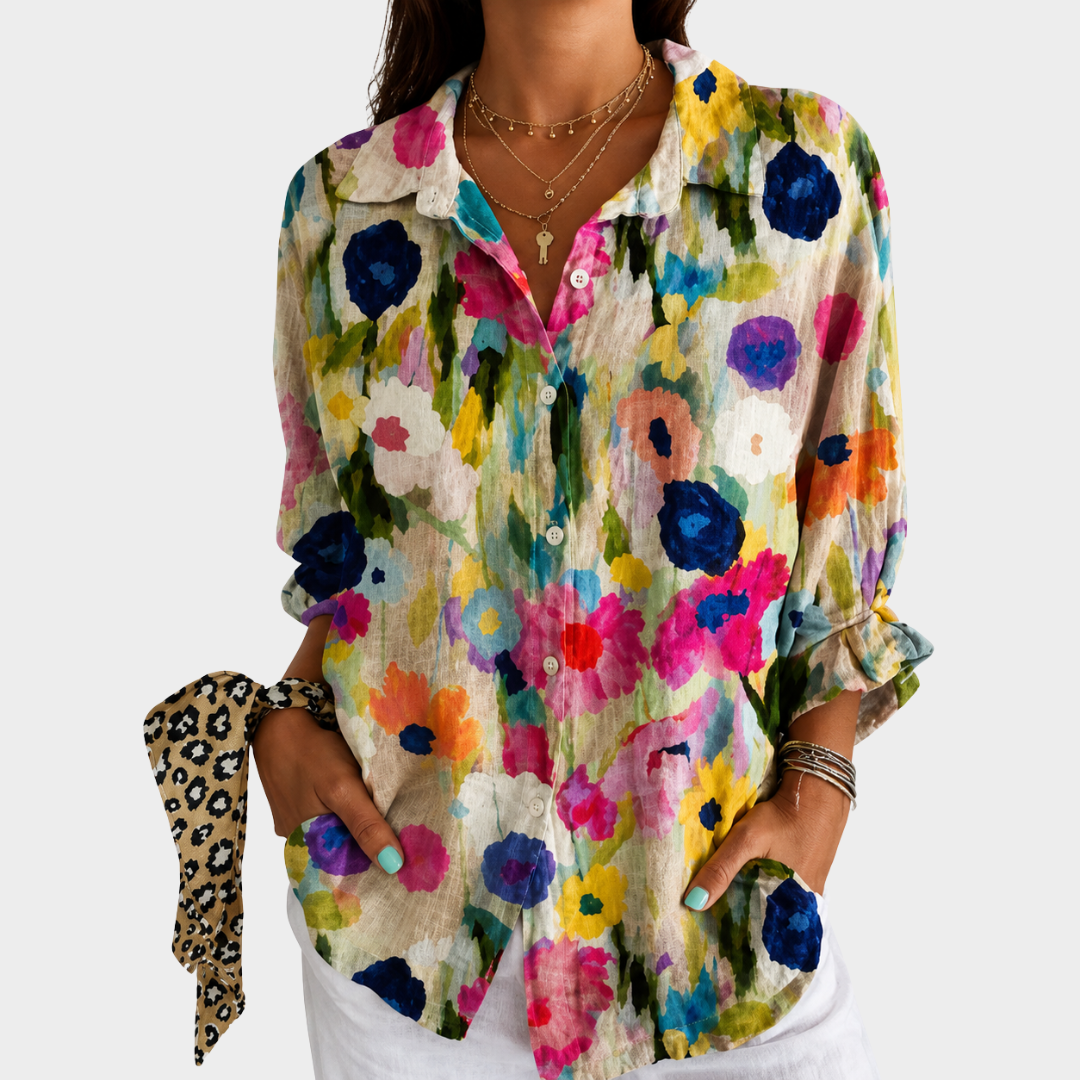 Bluse Blumig Aquarell von der Wiese
