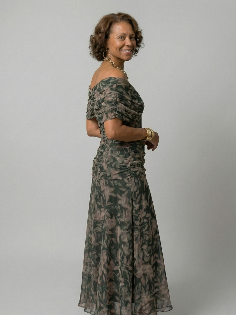 Calen | Midi Kleid mit schulterfreien Trägern