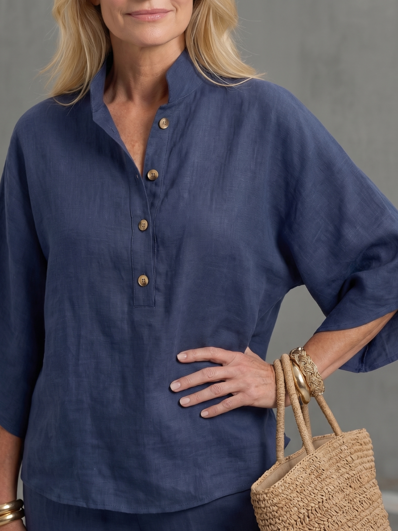 Amity | Knopf-Front Entspanntes Tunika-Hosen-Set