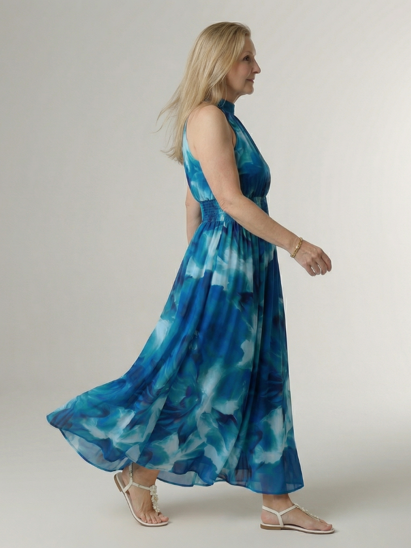 Sylin | Midi-Kleid mit gerafftem Halterneck