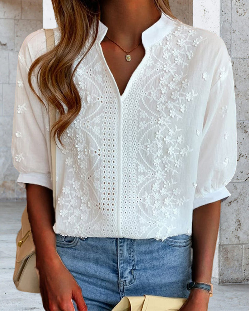Unni | Elegante weiße Bluse mit Puffärmeln