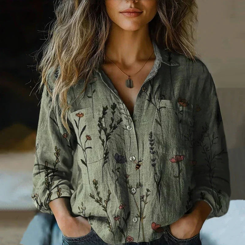 Nanna | Bluse mit Retro-Blumenmuster