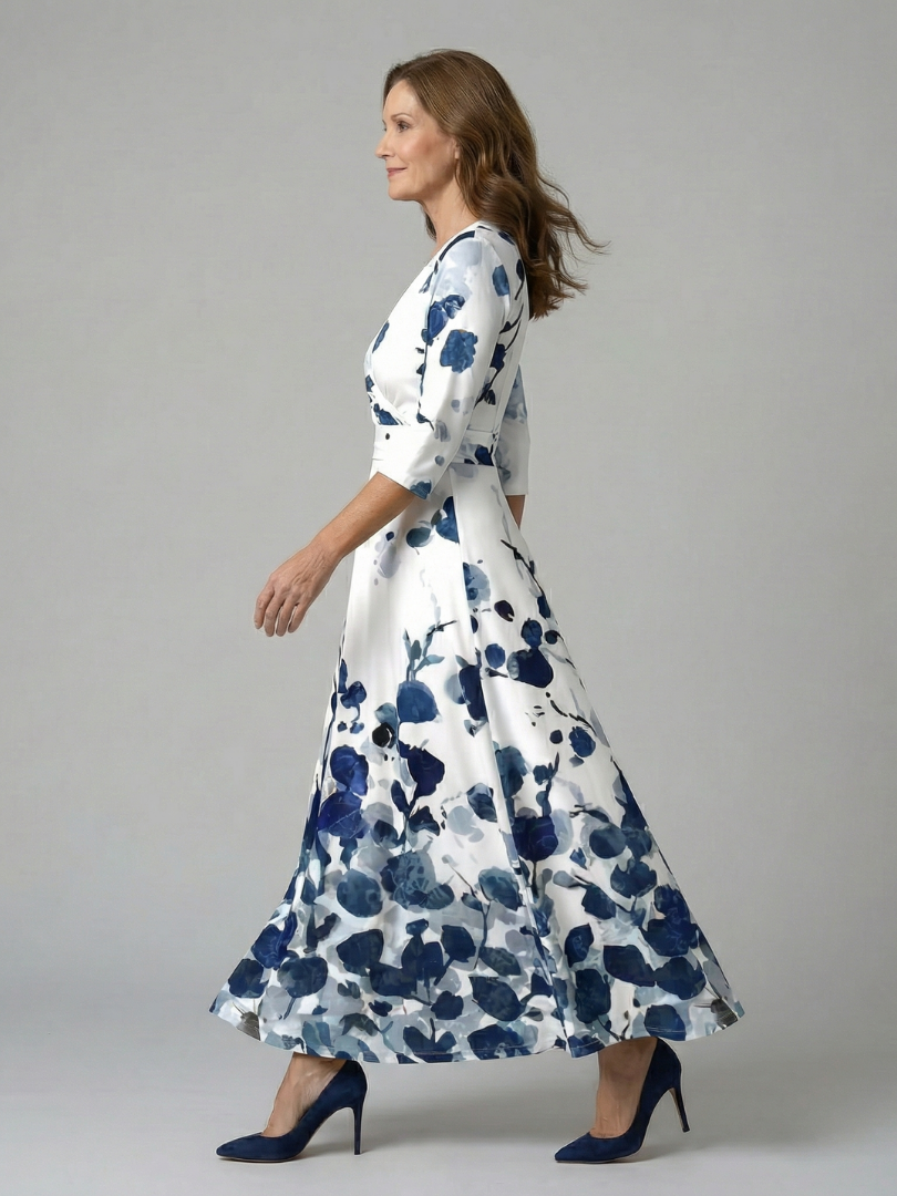 Celine | Midi-Kleid mit Wickelkragen