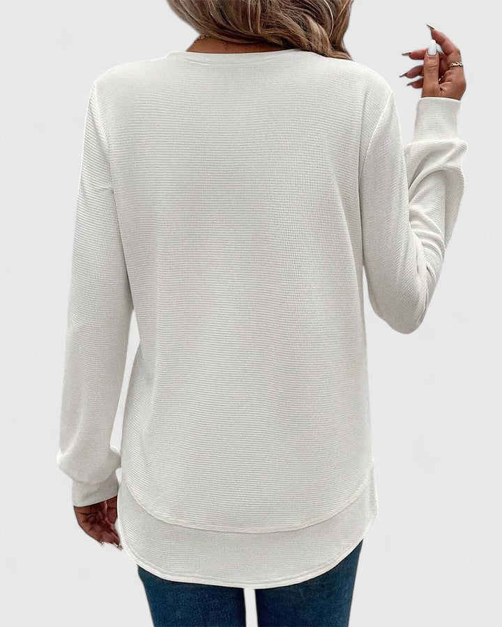 Jamie | Elegantes O-Hals Langarmshirt.