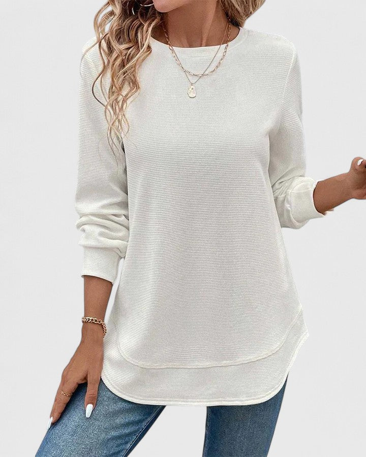 Jamie | Elegantes O-Hals Langarmshirt.