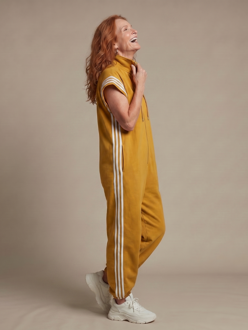 Lark | Jumpsuit mit Reißverschluss und Streifenpanel