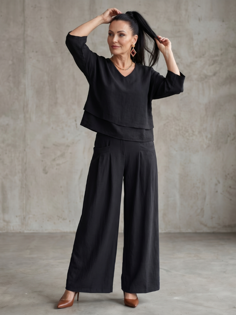 River | Geschichteter Oberteil Weite Hose Set