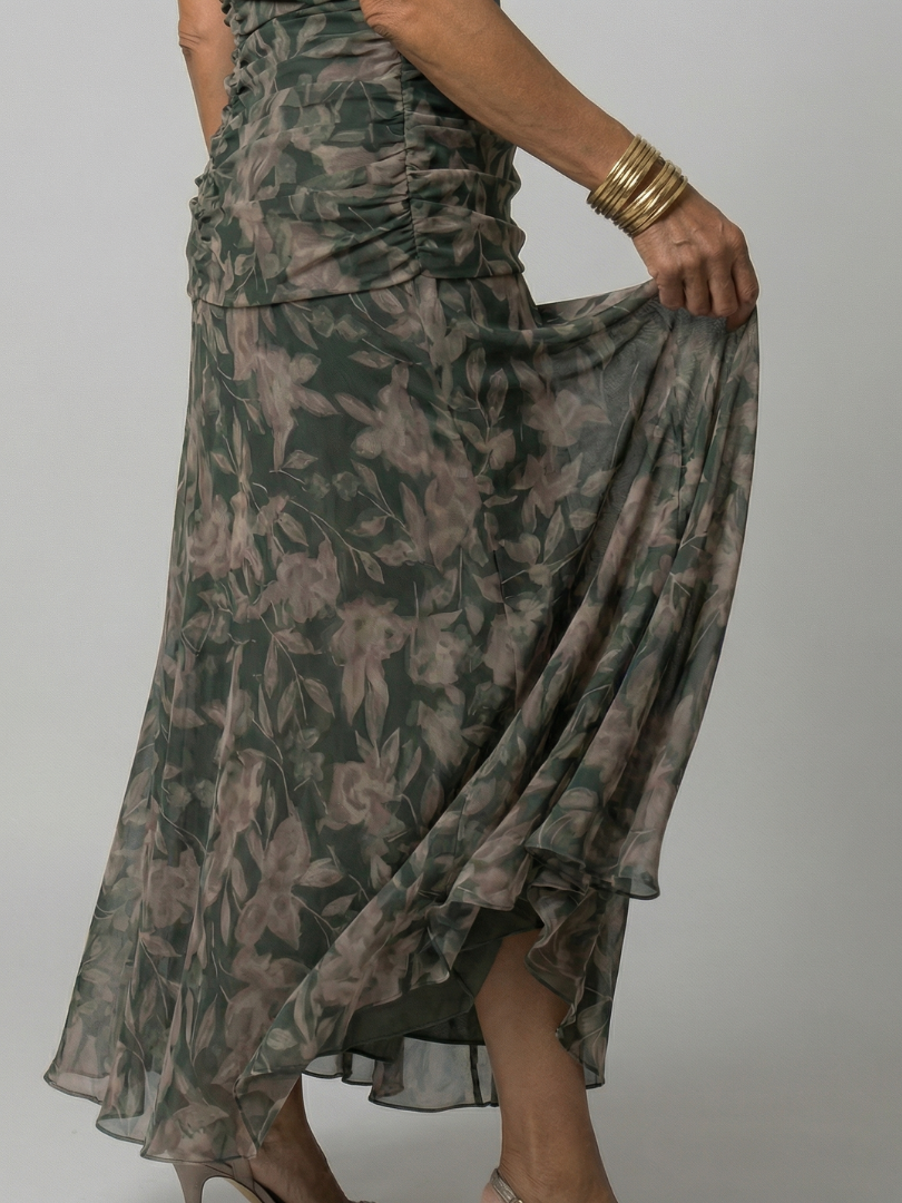 Calen | Midi Kleid mit schulterfreien Trägern