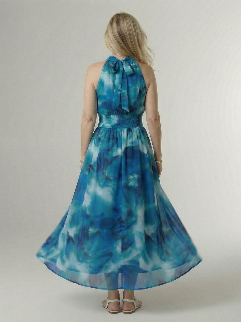 Sylin | Midi-Kleid mit gerafftem Halterneck