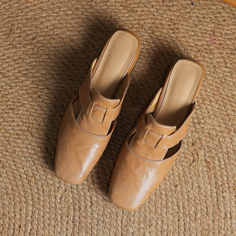 Mules aus Leder mit quadrater Spitze Rosel