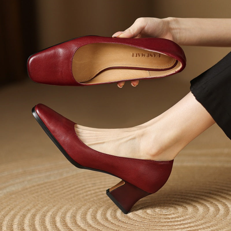 Quadratische Lederstiefeletten Oriel