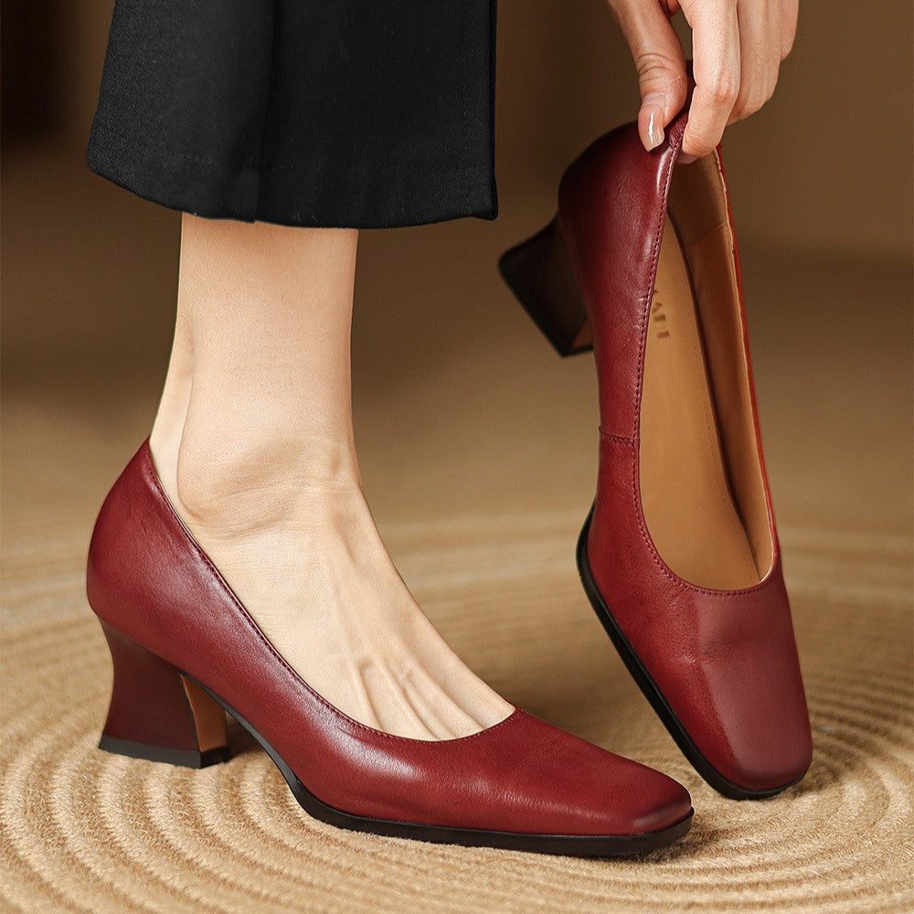 Quadratische Lederstiefeletten Oriel