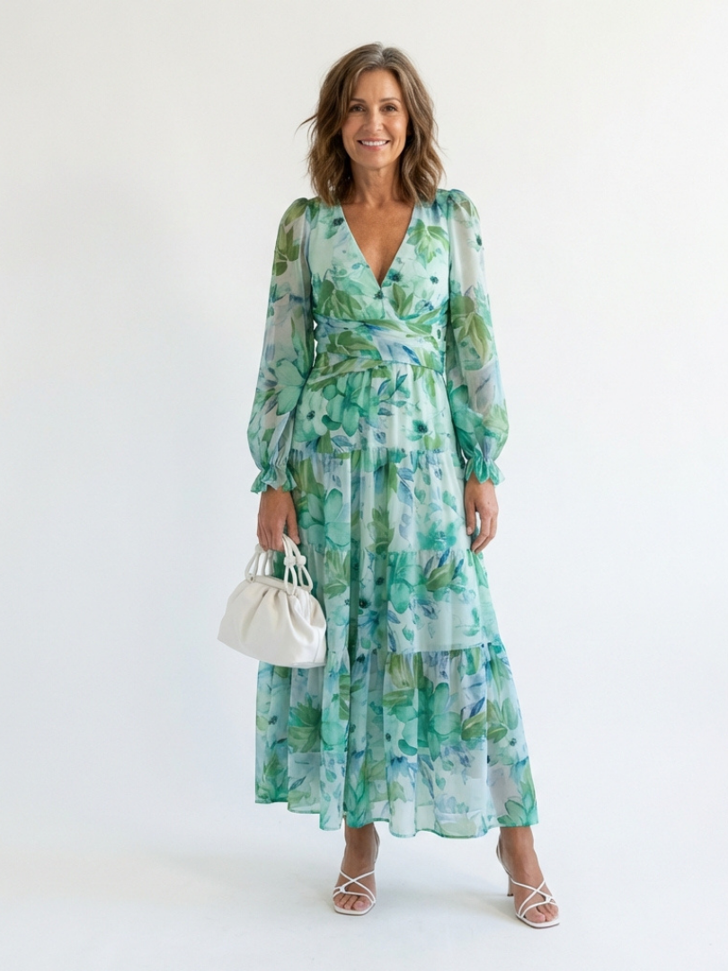Althea | Maxikleid mit langen Ärmeln und Blumenmuster