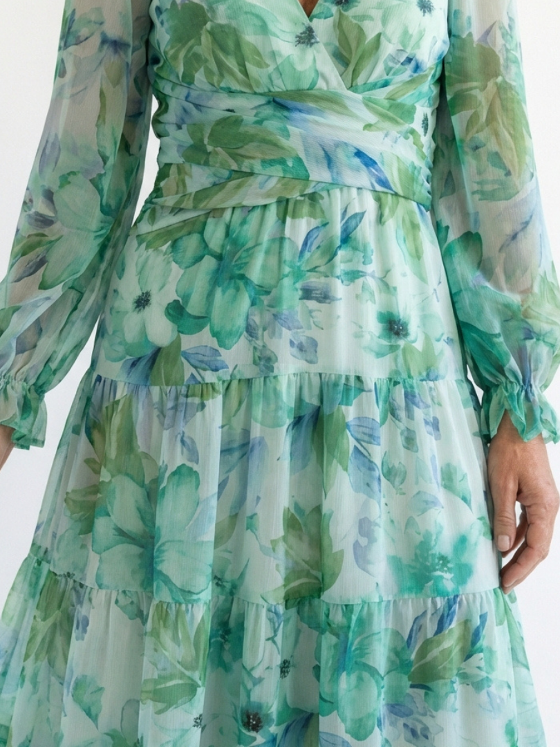 Althea | Maxikleid mit langen Ärmeln und Blumenmuster
