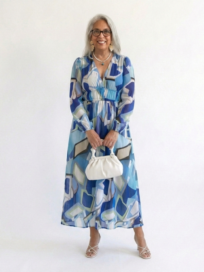 Althea | Maxikleid mit langen Ärmeln und Blumenmuster