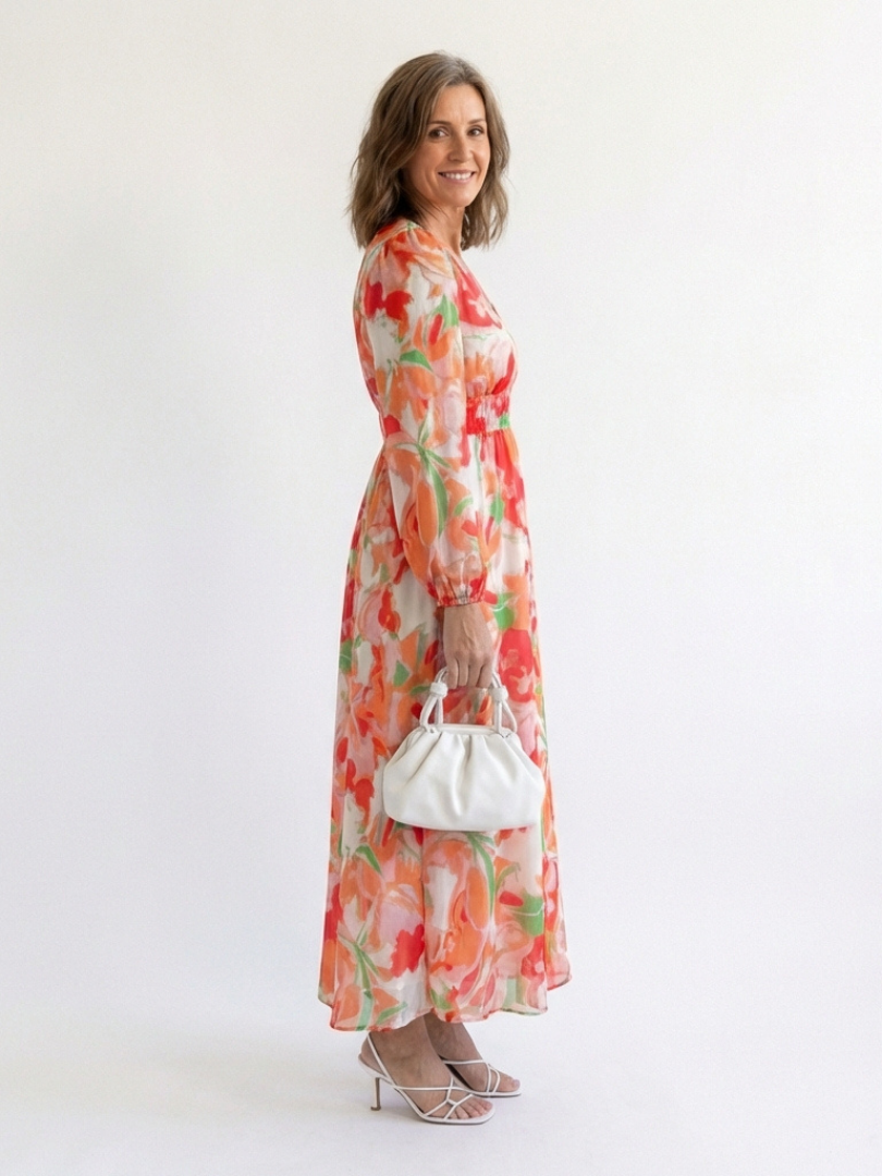 Althea | Maxikleid mit langen Ärmeln und Blumenmuster