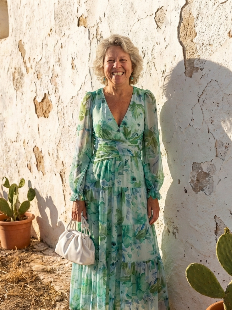 Althea | Maxikleid mit langen Ärmeln und Blumenmuster
