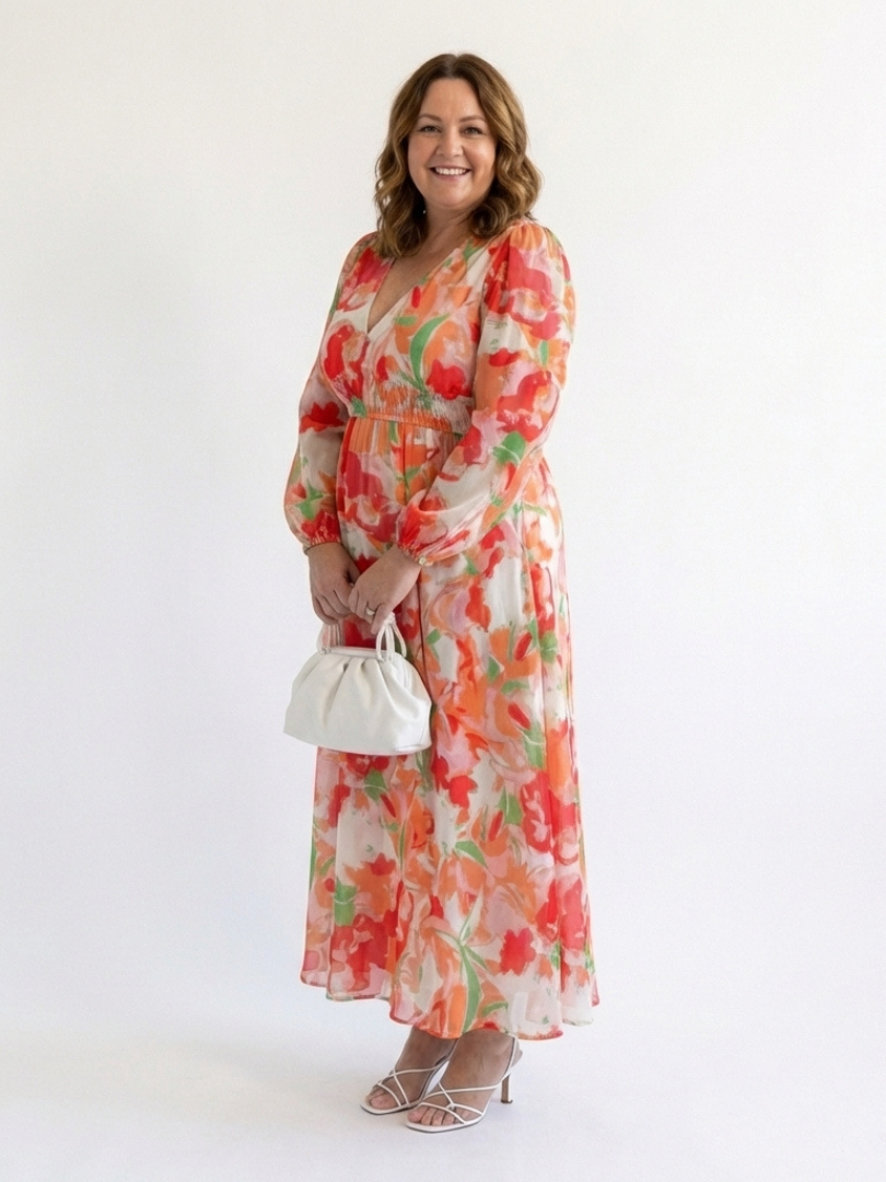 Althea | Maxikleid mit langen Ärmeln und Blumenmuster