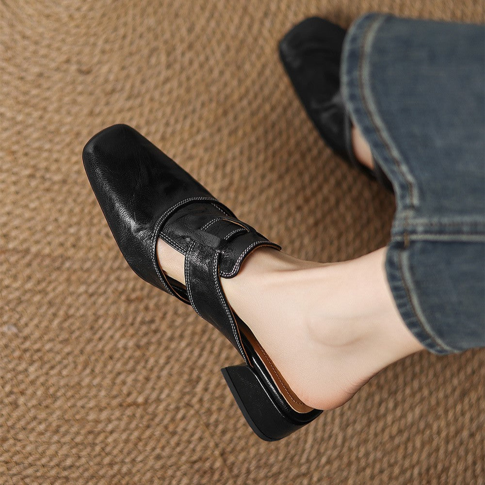 Mules aus Leder mit quadrater Spitze Rosel