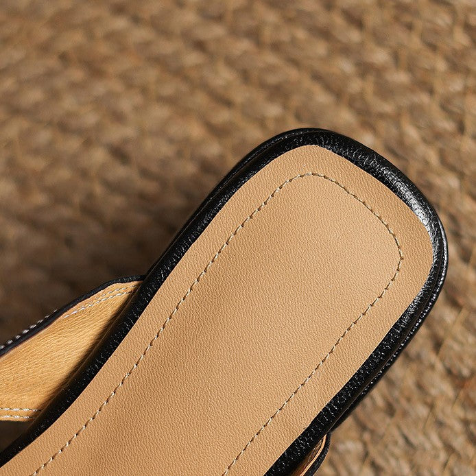Mules aus Leder mit quadrater Spitze Rosel