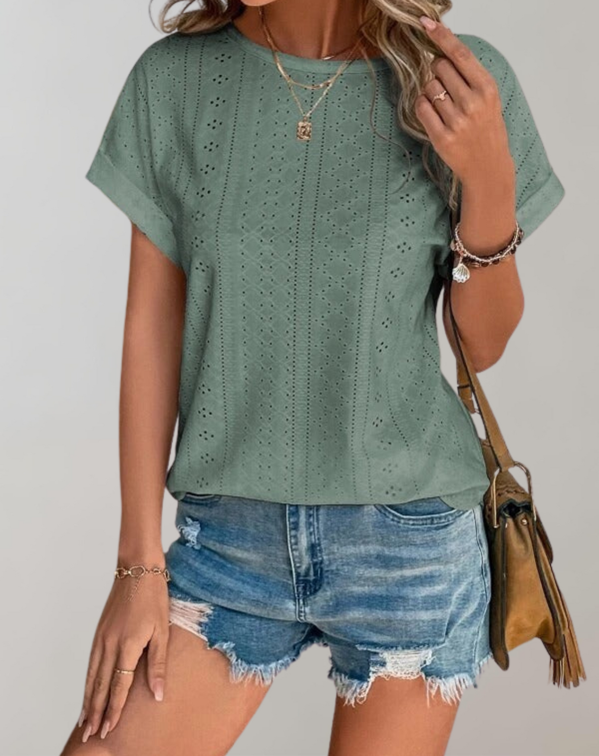 Jannicke | Leichte Sommerbluse mit zarter Lochstickerei