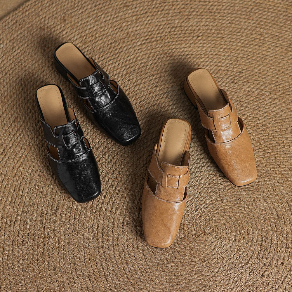 Mules aus Leder mit quadrater Spitze Rosel
