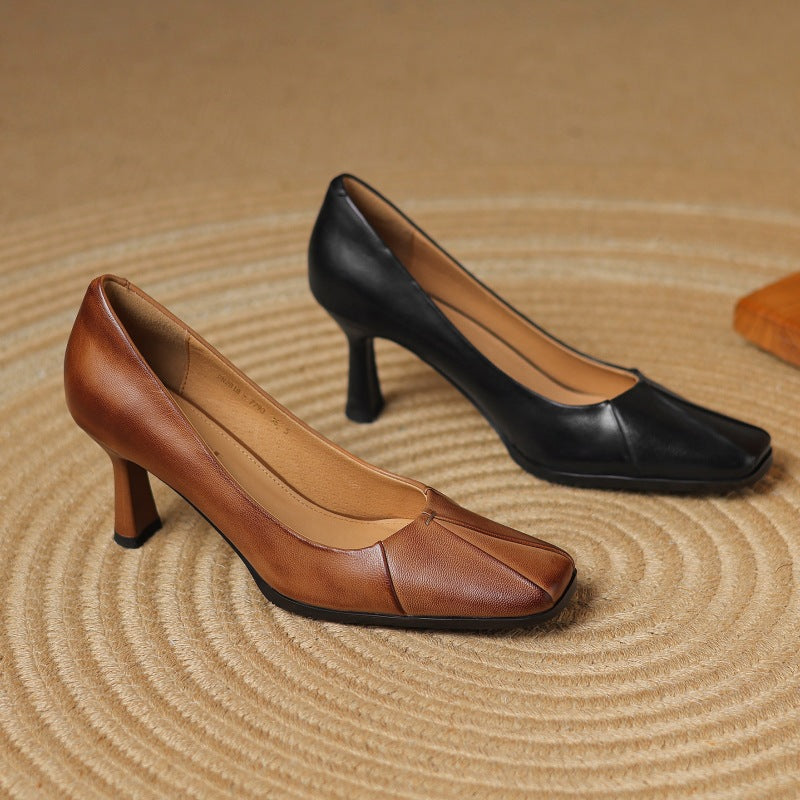 Marisol Pumps mit quadrater Spitze aus Leder