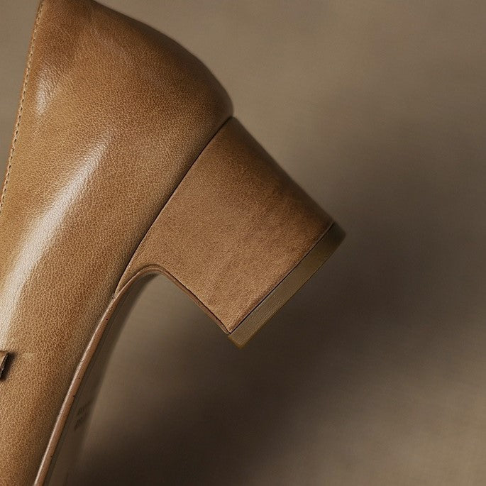 Corinne Leder Rund Spitze Mary Jane