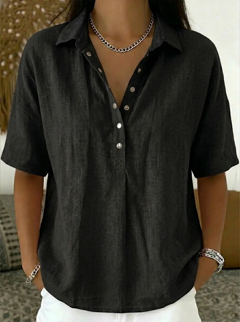 Willow | Bluse mit Kragen und Knopfdetails