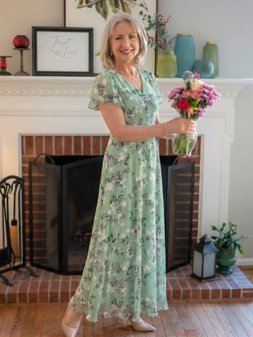 Ismeria | Maxi Kleid aus floralem Chiffon