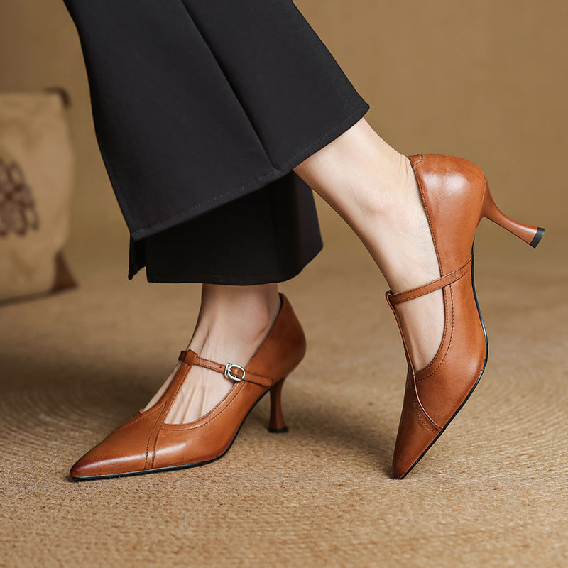 Aveline Leder Pumps mit T-Riemen