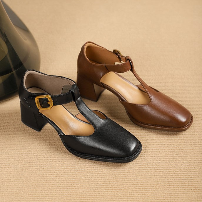 Marcele T-Strap Leder Pumps