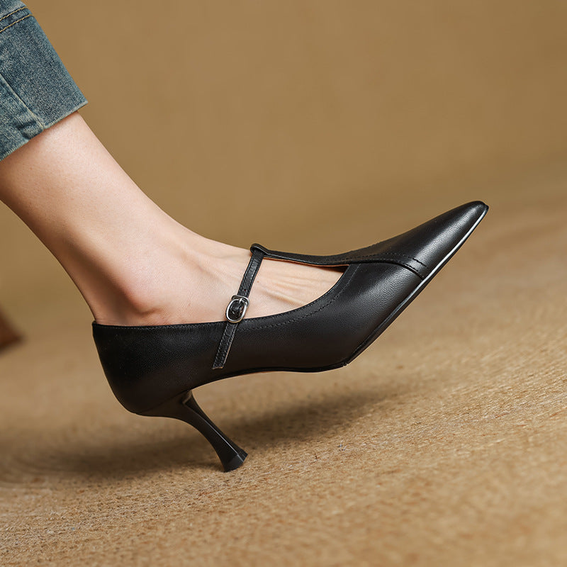 Aveline Leder Pumps mit T-Riemen