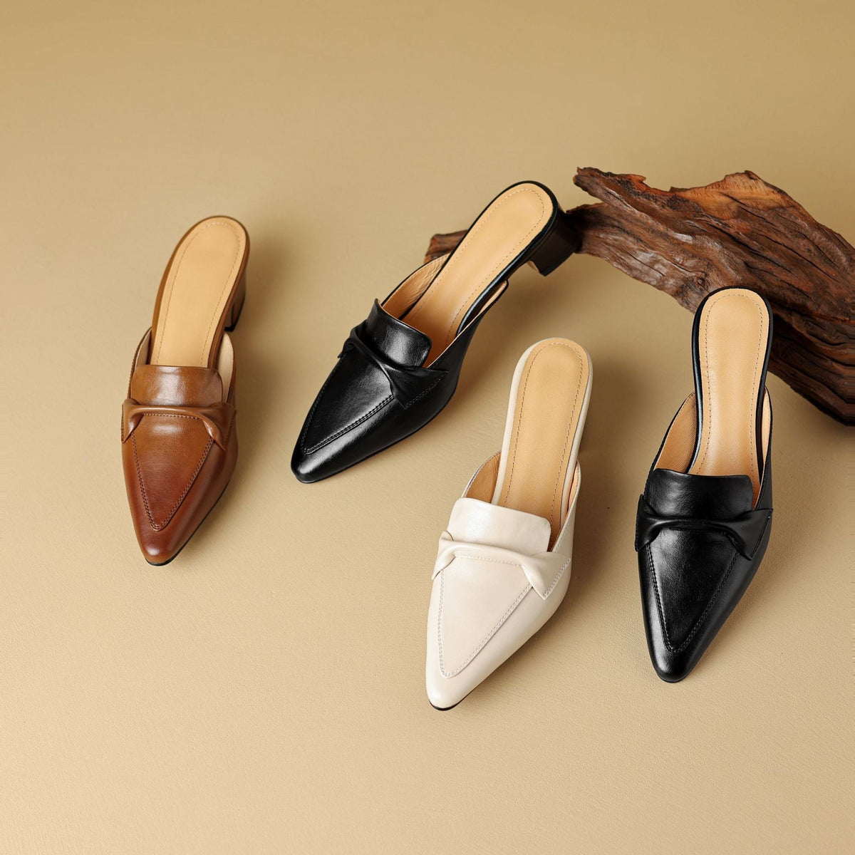 Spitze Leder-Mules Marloe