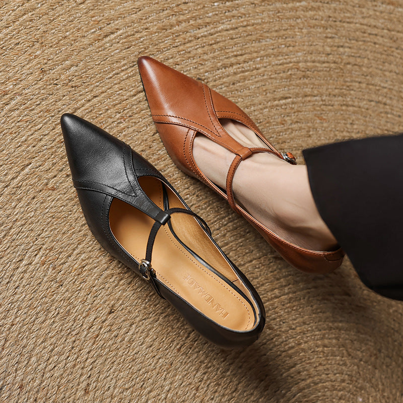 Aveline Leder Pumps mit T-Riemen