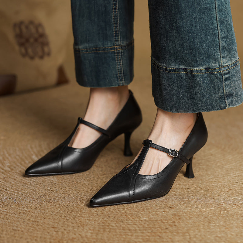 Aveline Leder Pumps mit T-Riemen